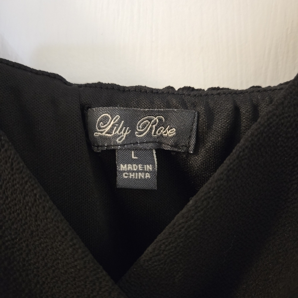 Lily Rose Black V Neck Jumpsuit With Cinch Waist Size L No Belt - Picture 2 of 16